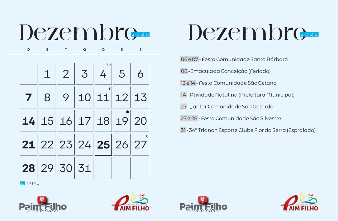 EVENTOS DE DEZEMBRO DE 2025